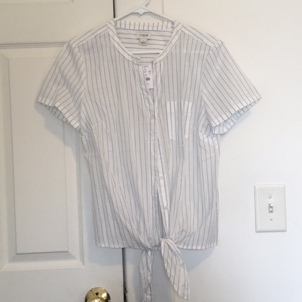 J Crew front tie button up